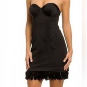 Guess Corsett/Bustier Mini Dress with Feather Hem